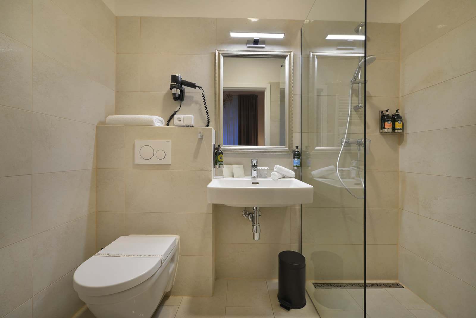 Modern bathroom with walk-in shower